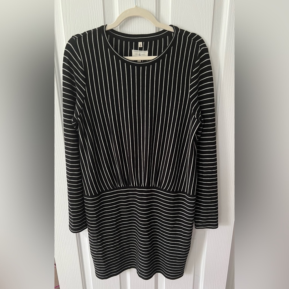 Lou & Grey Black and White Striped Dress